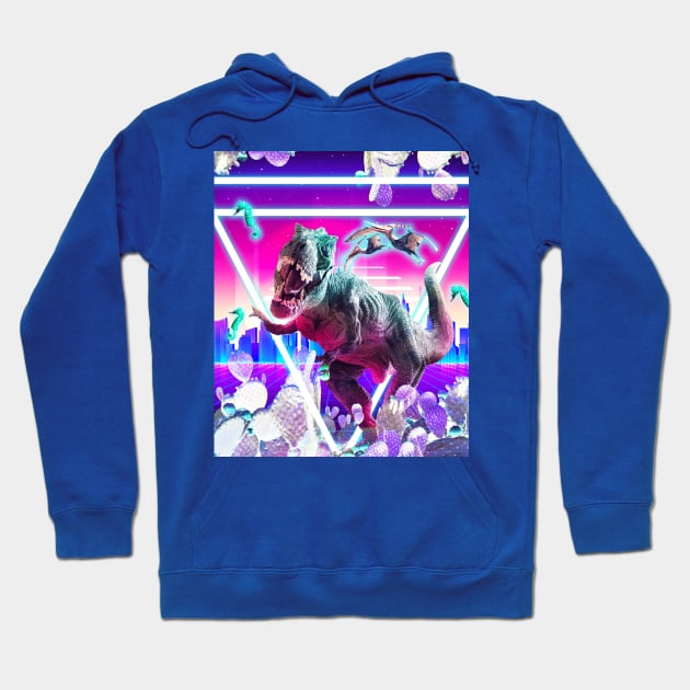 Dinosaur Rave Raving T-Rex Hoodie by Random Galaxy